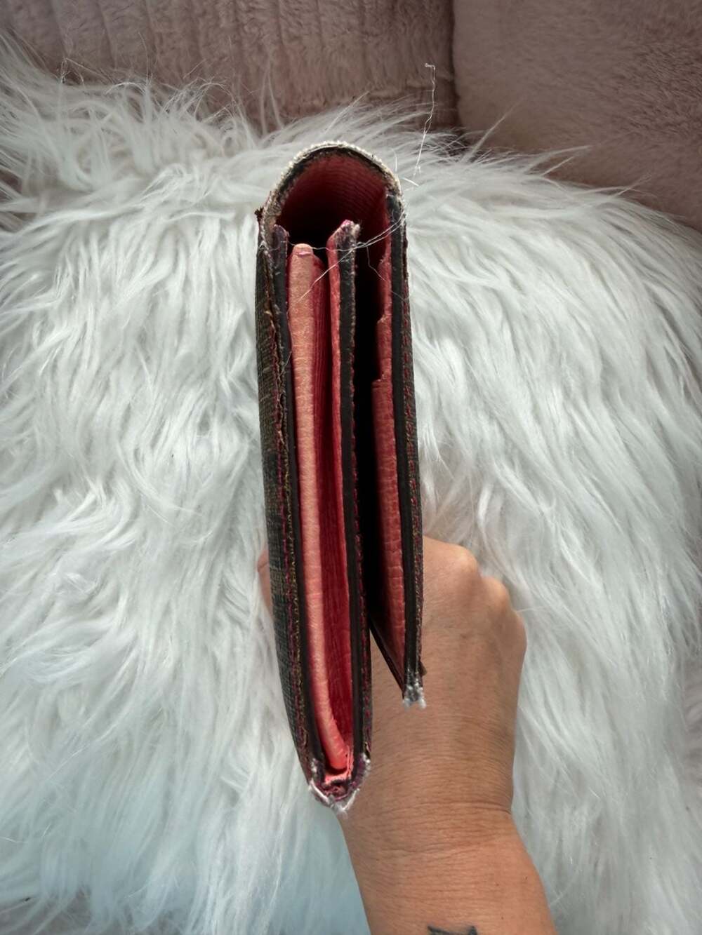 Fendi Vintage Zucca FF Monogram Coated Canvas Long Flap Wallet with Pink Leather - Picture 4 of 10